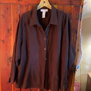 Women’s Brown Long Sleeve Button-Up Shirt Size 3X